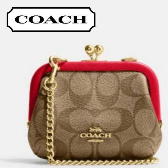 Coach Signature C Kisslock Crossbody Coin Purse - Picture 1 of 8